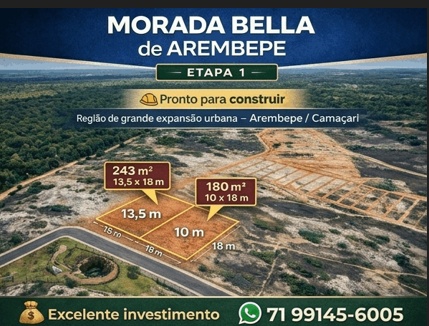 Lote à venda em Morada Bella de Arembepe
